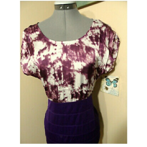 New WOW COUTURE Bandage Dress SM Plum Purple bodycon bandage style - Picture 3 of 5